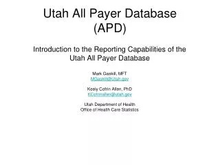 Utah All Payer Database (APD)