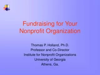 Fundraising for Your Nonprofit Organization