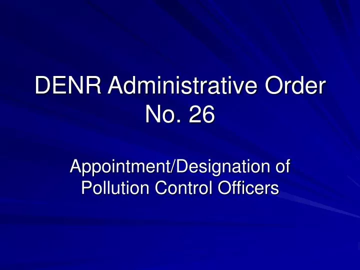 denr administrative order no 26