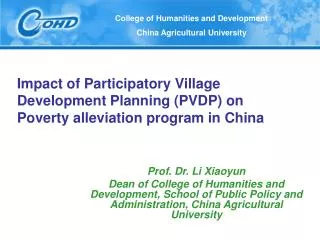 Impact of Participatory Village Development Planning (PVDP) on Poverty alleviation program in China
