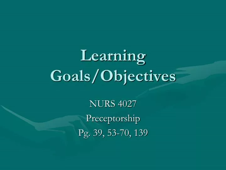 learning goals objectives