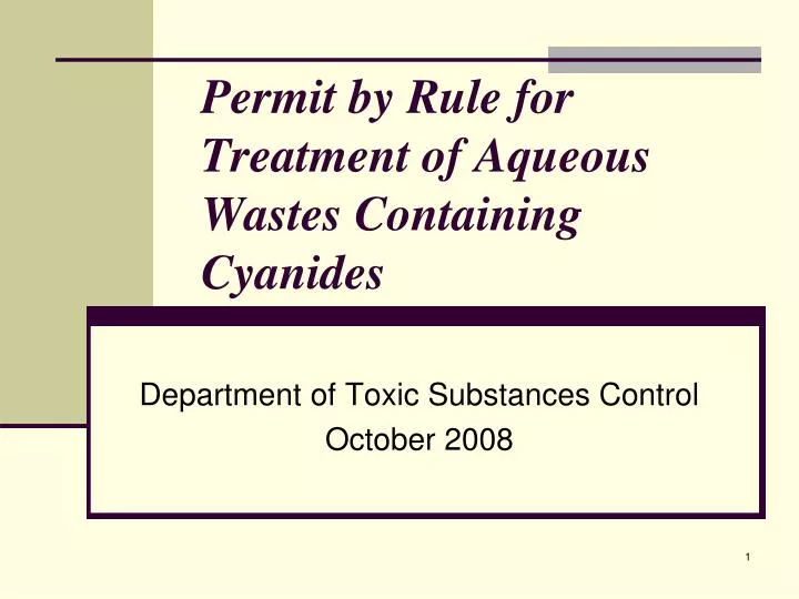 permit by rule for treatment of aqueous wastes containing cyanides