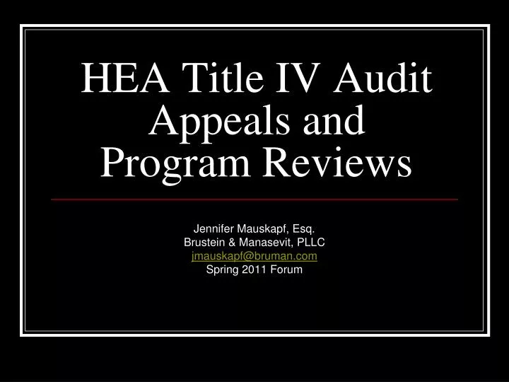 hea title iv audit appeals and program reviews