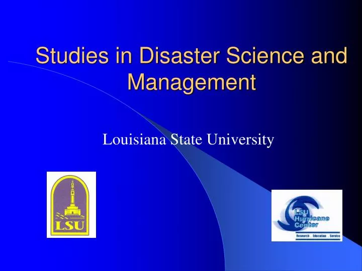 studies in disaster science and management