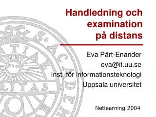 handledning och examination p distans