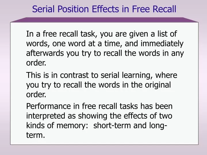 serial position effects in free recall