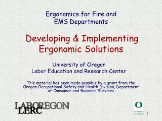 Ergonomics for Fire and EMS Departments Developing &amp; Implementing Ergonomic Solutions