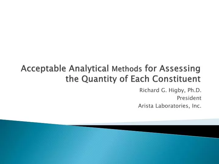 acceptable analytical methods for assessing the quantity of each constituent