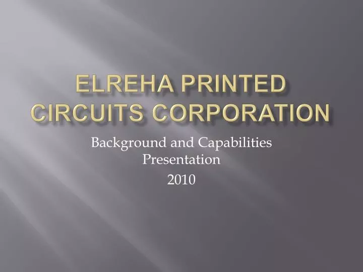 elreha printed circuits corporation