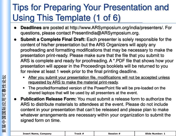 tips for preparing your presentation and using this template 1 of 6