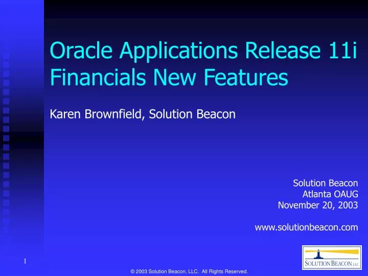 oracle applications release 11i financials new features