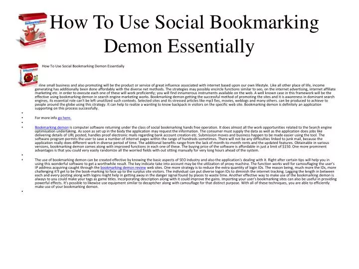 how to use social bookmarking demon essentially