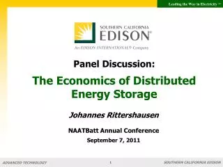 Panel Discussion: The Economics of Distributed Energy Storage