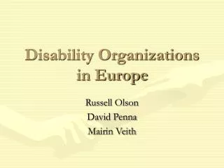 Disability Organizations in Europe