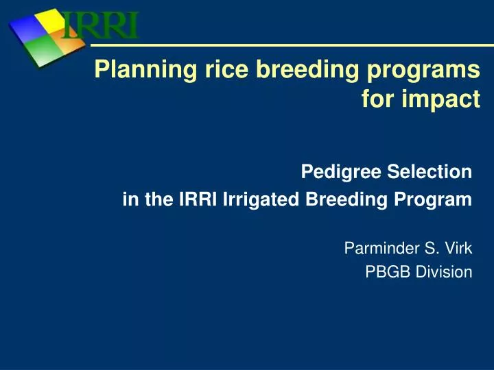 planning rice breeding programs for impact