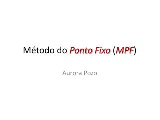 m todo do ponto fixo mpf