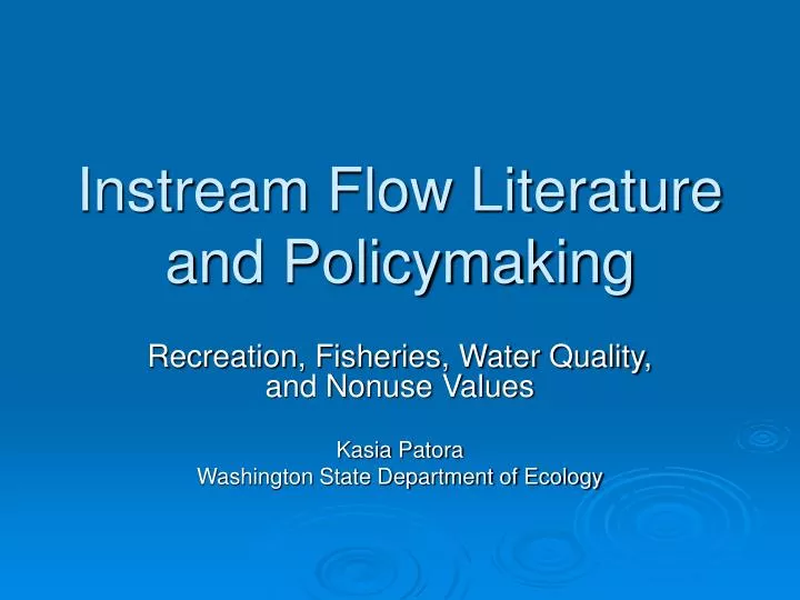 instream flow literature and policymaking