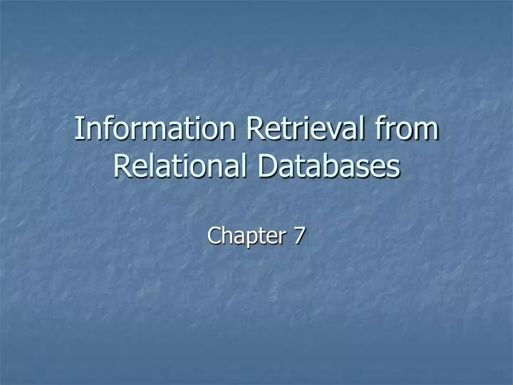 information retrieval from relational databases