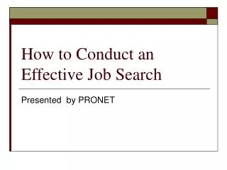How to Conduct an Effective Job Search
