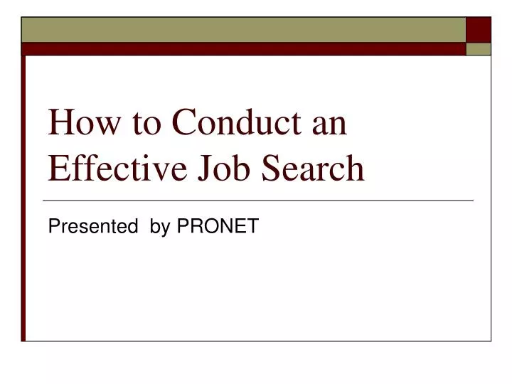 how to conduct an effective job search