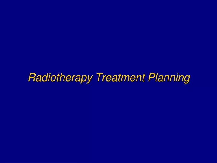 radiotherapy treatment planning