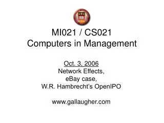 MI021 / CS021 Computers in Management