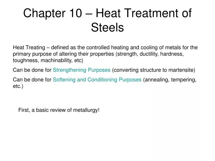 chapter 10 heat treatment of steels