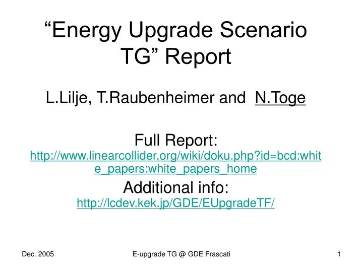 energy upgrade scenario tg report