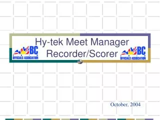 Hy-tek Meet Manager Recorder/Scorer
