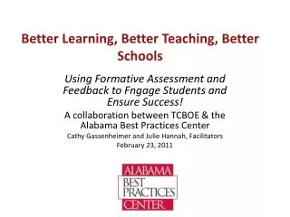 Better Learning, Better Teaching, Better Schools