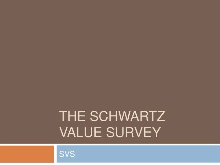 the schwartz value survey