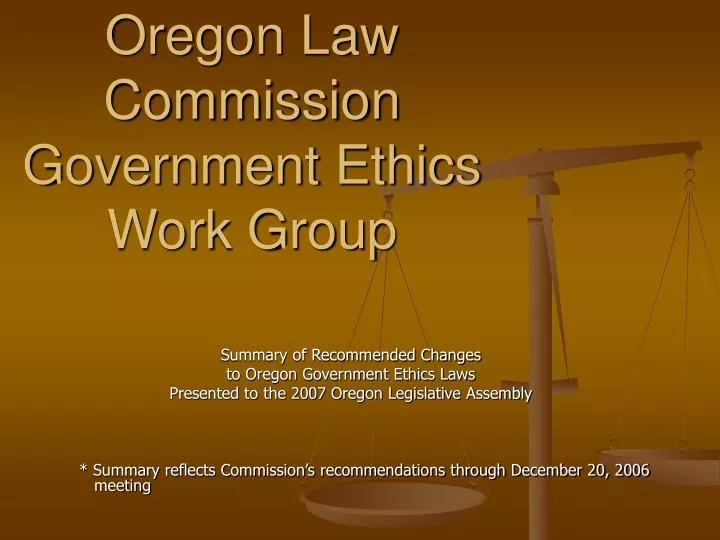 oregon law commission government ethics work group