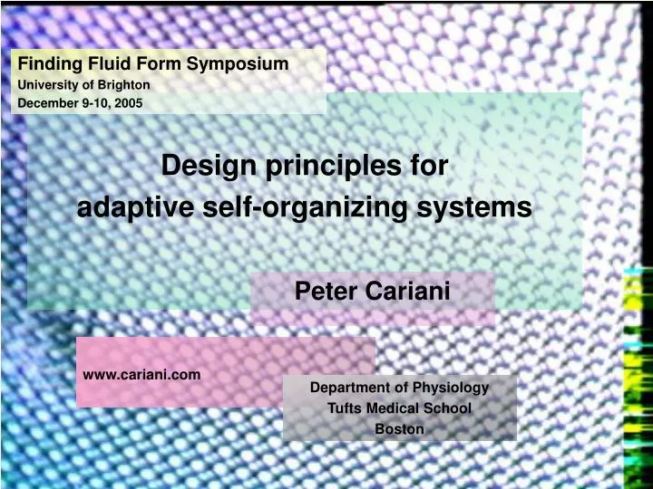design principles for adaptive self organizing systems