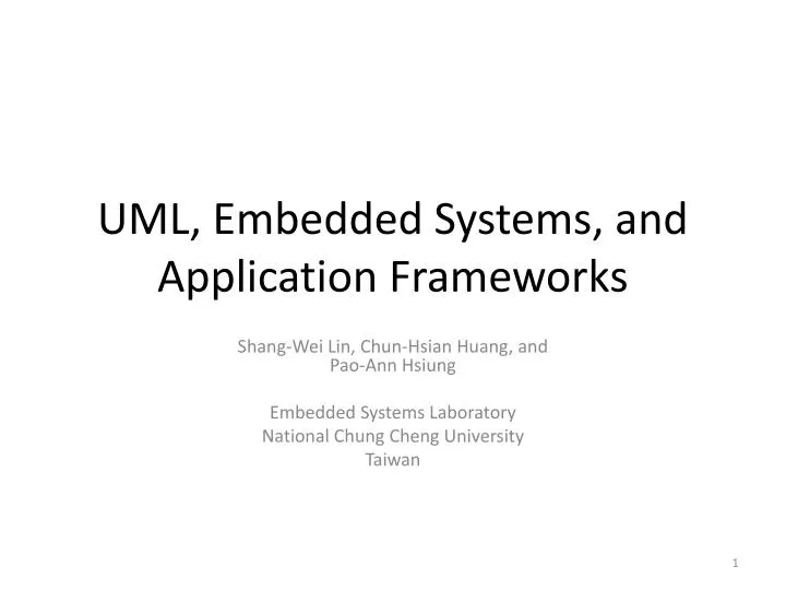 uml embedded systems and application frameworks