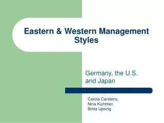 Eastern &amp; Western Management Styles