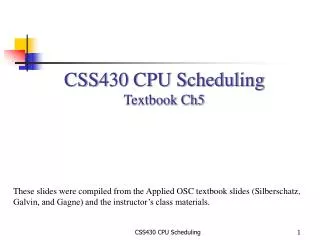 CSS430 CPU Scheduling Textbook Ch5