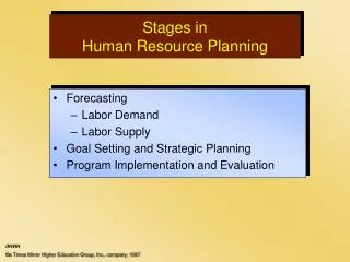 Stages in Human Resource Planning