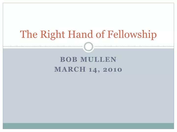 the right hand of fellowship