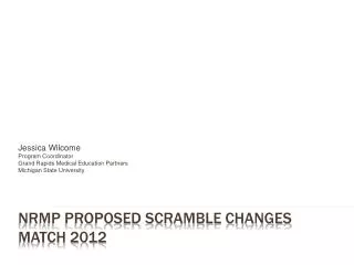 NRMP Proposed Scramble Changes Match 2012