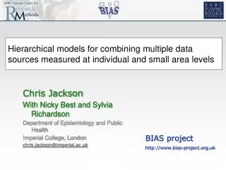 Hierarchical models for combining multiple data sources measured at individual and small area levels