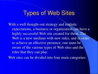 Types of Web Sites