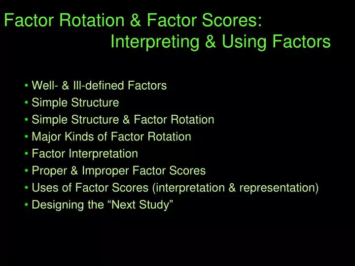 factor rotation factor scores interpreting using factors