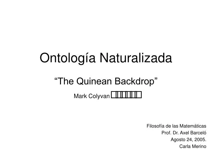 ontolog a naturalizada