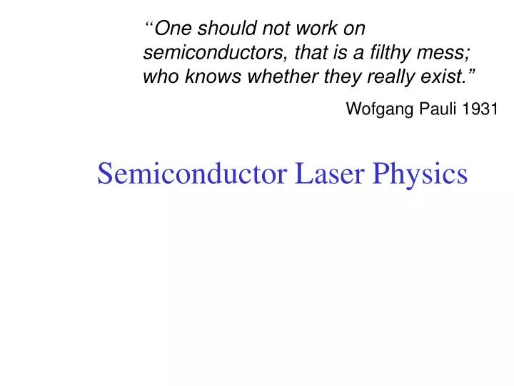 semiconductor laser physics