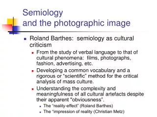 Semiology and the photographic image