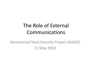The Role of External Communications
