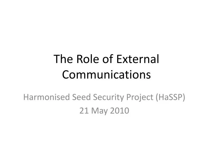 the role of external communications