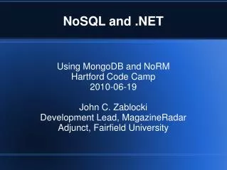 NoSQL and .NET