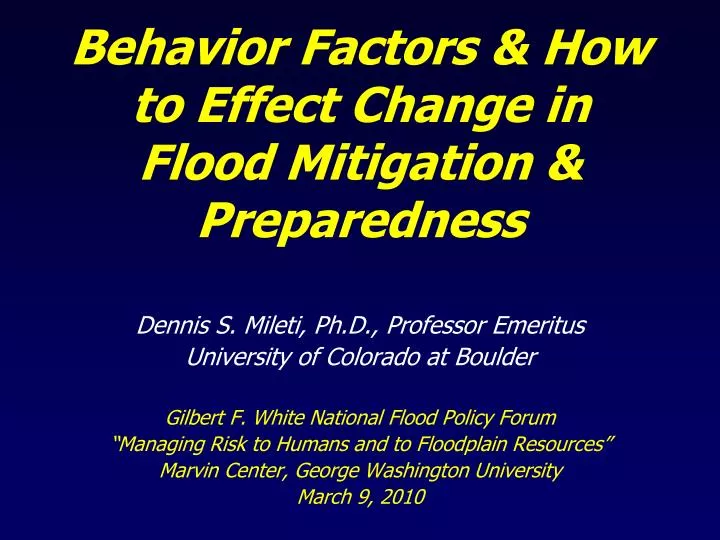 behavior factors how to effect change in flood mitigation preparedness