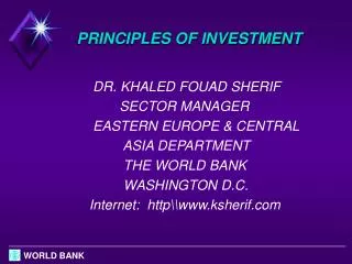 PRINCIPLES OF INVESTMENT